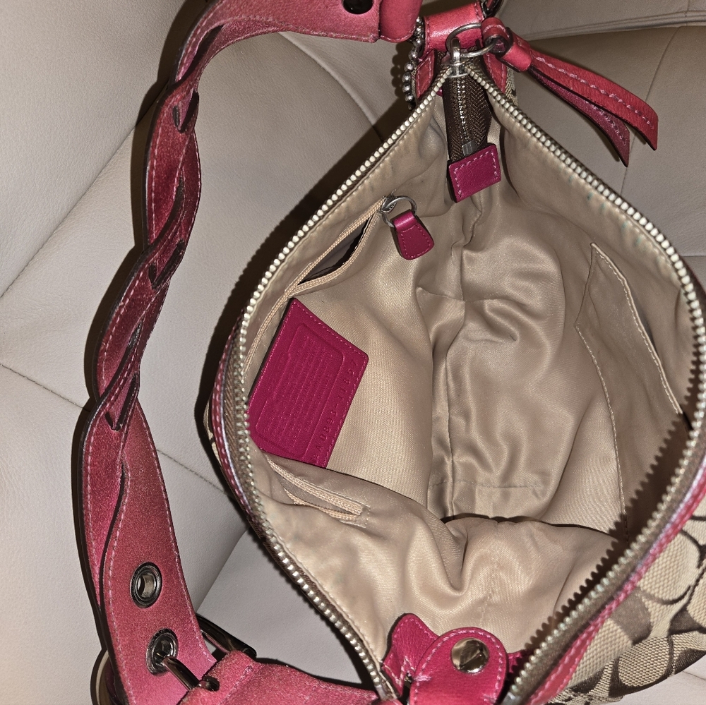 Coach Brown and Pink Signature Shoulder Bag - Picture 10 of 10